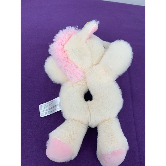 Spark Create Immagine Unicorn Cream Baby Rattle Pink Accent Rainbow Embriodered - Picture 4 of 6